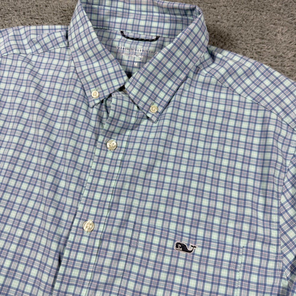 Vineyard Vines Button Down Mens M Blue Plaid Featherweight Performance Shirt